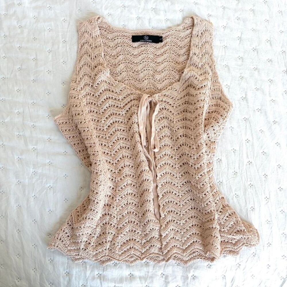 boho coastal chic eurosummer crochet cream open front top